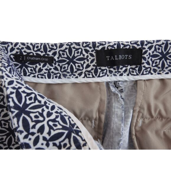 Talbots Crop Pants Sz 2 Navy & White Chatham - Picture 4 of 6